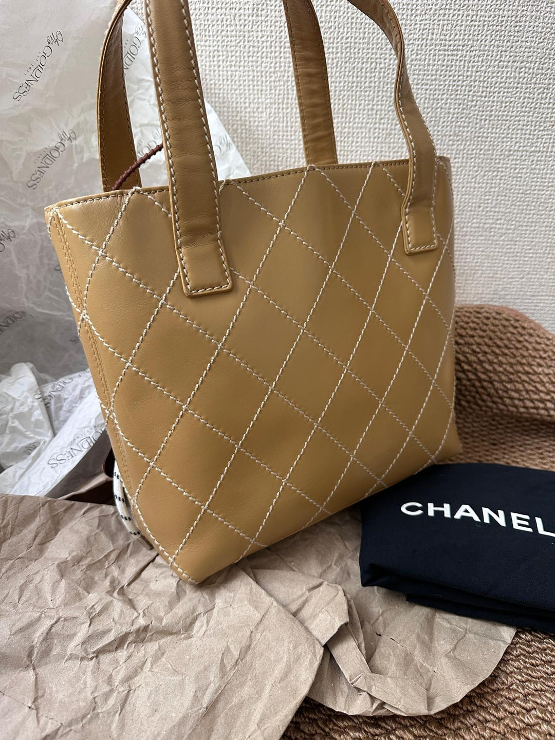 CHANEL Wild Stitch Handbag ✨ Beige Quilted Elegance