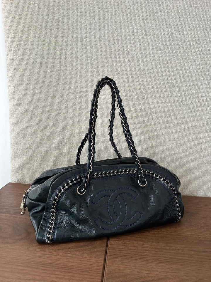 Chanel Edge-Stitched Bowling Bag 🖤 | Iconic Shape, Effortless Cool