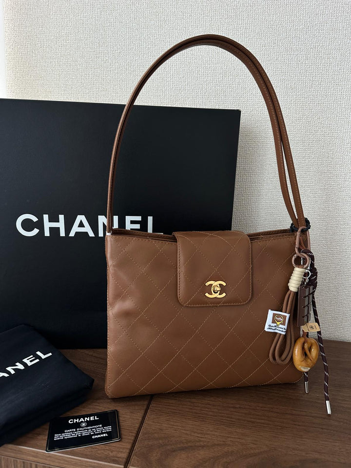 Chanel Caramel Turn Lock Shoulder Bag 🍫 | Classic Sweetness with Timeless Glamour