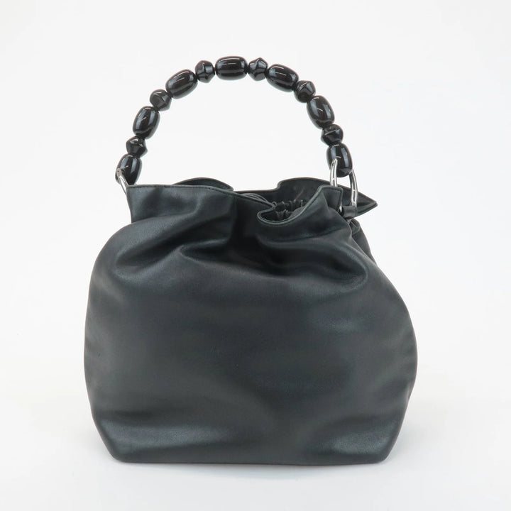 Christian Dior Maris Pearl Leather Hand Bag Tote Bag Black Used