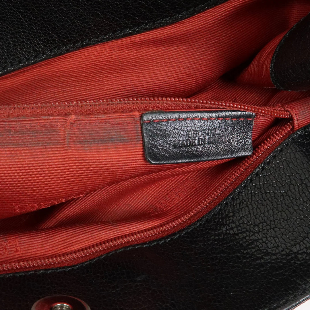 LOEWE Anagram Studs Logo Leather Shoulder Bag Crossbody Bag Black