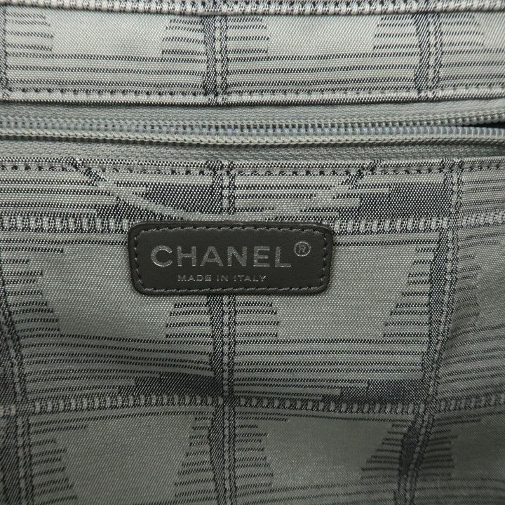 CHANEL New Travel Line Nylon Jacquard Leather Tote MM A47147 Used