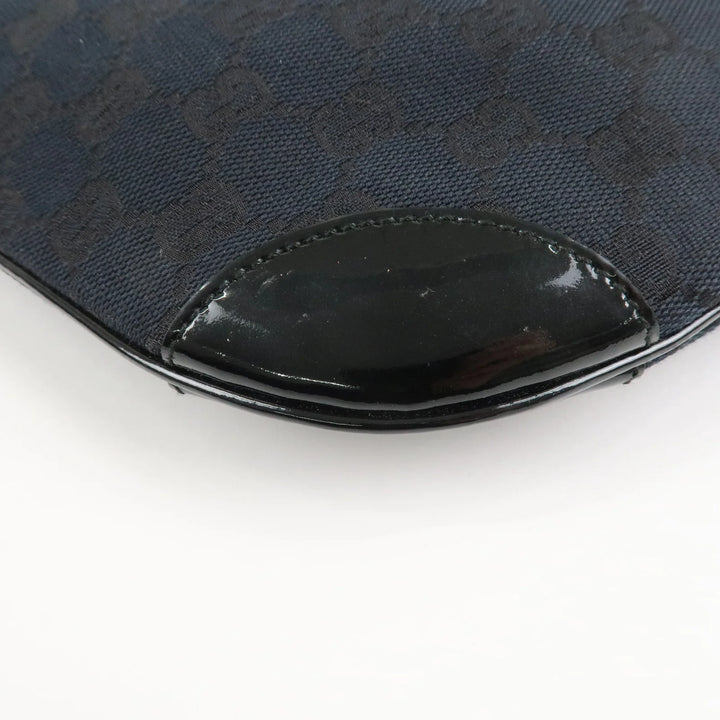 GUCCI GG Canvas Patent Leather Shoulder Bag Black 001.4158 Used