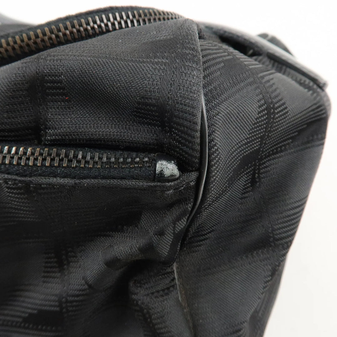 CHANEL New Travel Line Nylon Jacquard Leather Vanity Bag A15829 Used