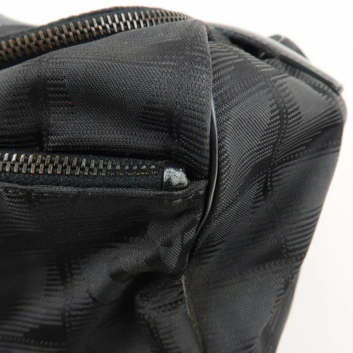CHANEL New Travel Line Nylon Jacquard Leather Vanity Bag A15829 Used