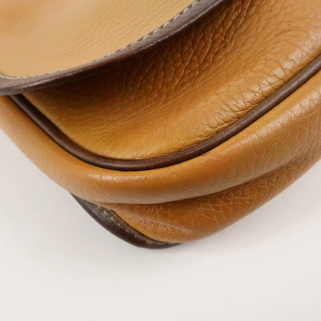 LOEWE Anagram Leather Shoulder Bag Brown Used
