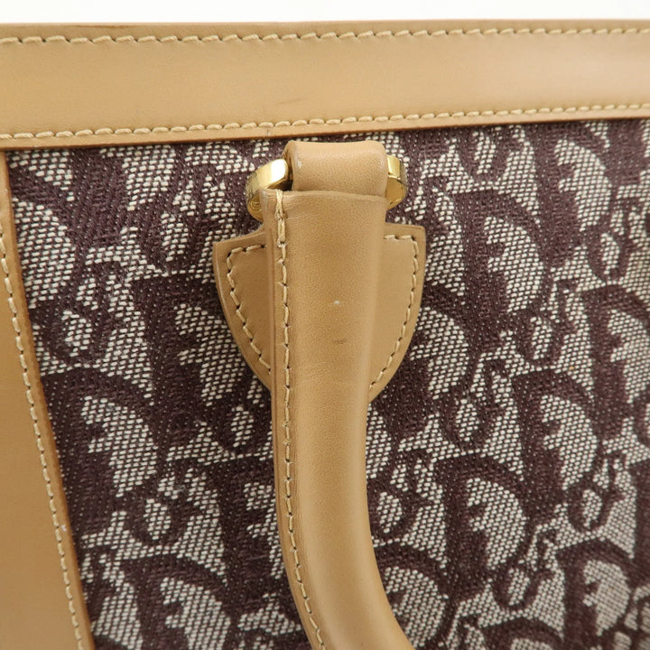 Christian Dior Trotter Jacquard Leather Hand Bag Brown Gold HDW
