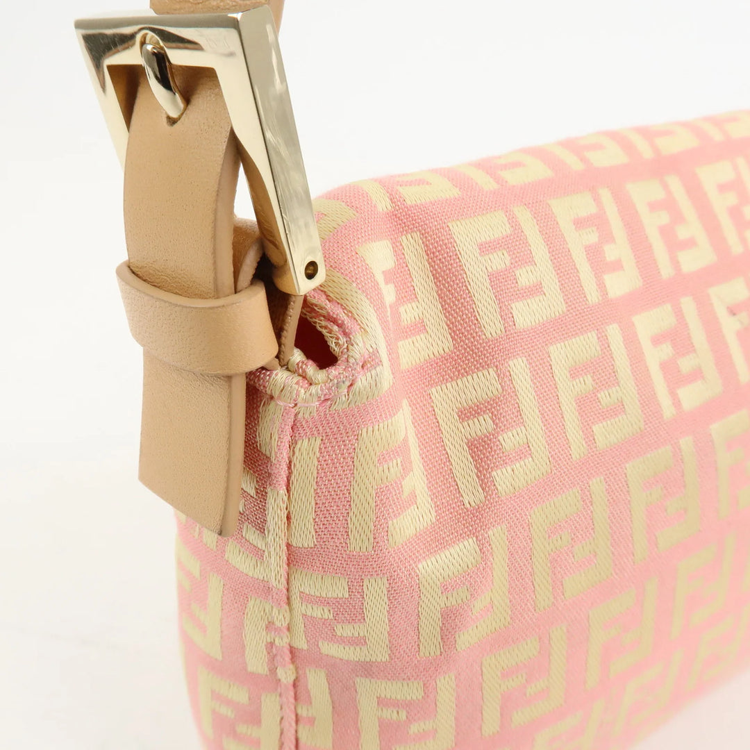 FENDI Mamma Baguette Zucchino Canva Leather Shoulder Bag 8BR000