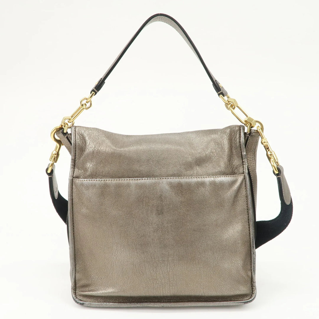 LOEWE Anagram Maia Logo Leather 2Way Bag Shoulder Bag Hand Bag Gold