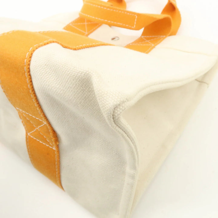 Hermes Bora Bora PM Canvas Tote Bag Hand Bag Ivory Orange Used