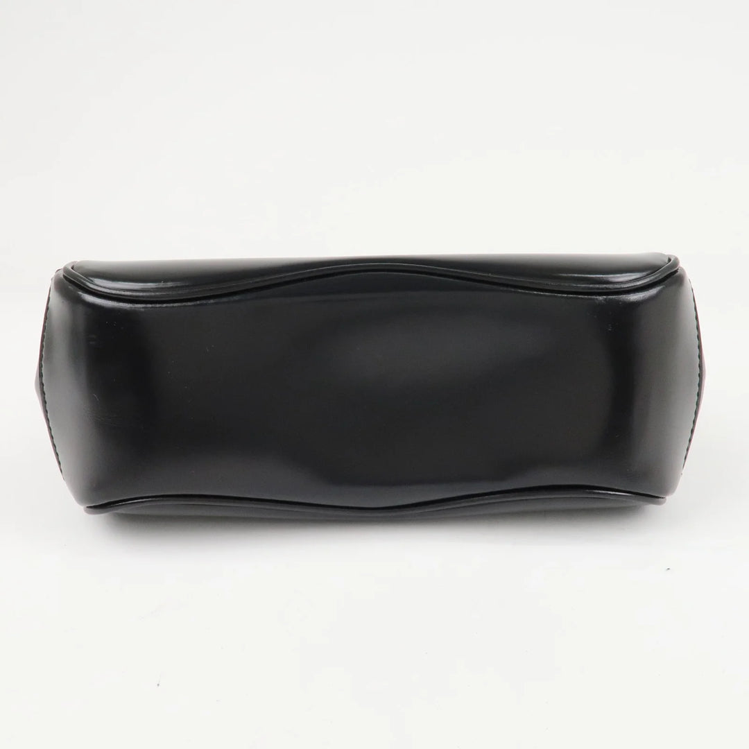 GUCCI Bamboo Leather 2Way Bag Hand Bag Black Handbag 353522 Used