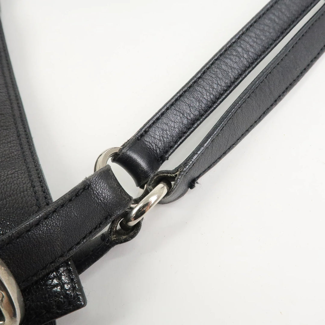 LOEWE Anagram Studs Logo Leather Shoulder Bag Crossbody Bag Black