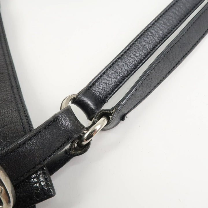 LOEWE Anagram Studs Logo Leather Shoulder Bag Crossbody Bag Black
