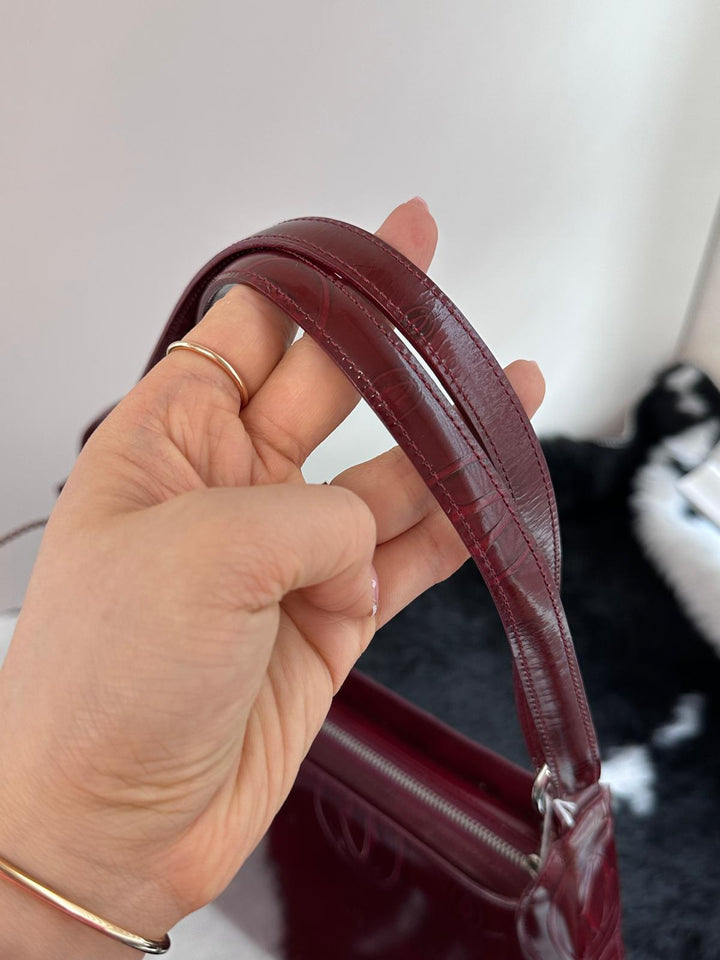Cartier Happy Birthday Embossed Hobo Bag ❤️｜Glossy Patent Leather・Iconic Logo Embossing・Rare Vintage Piece