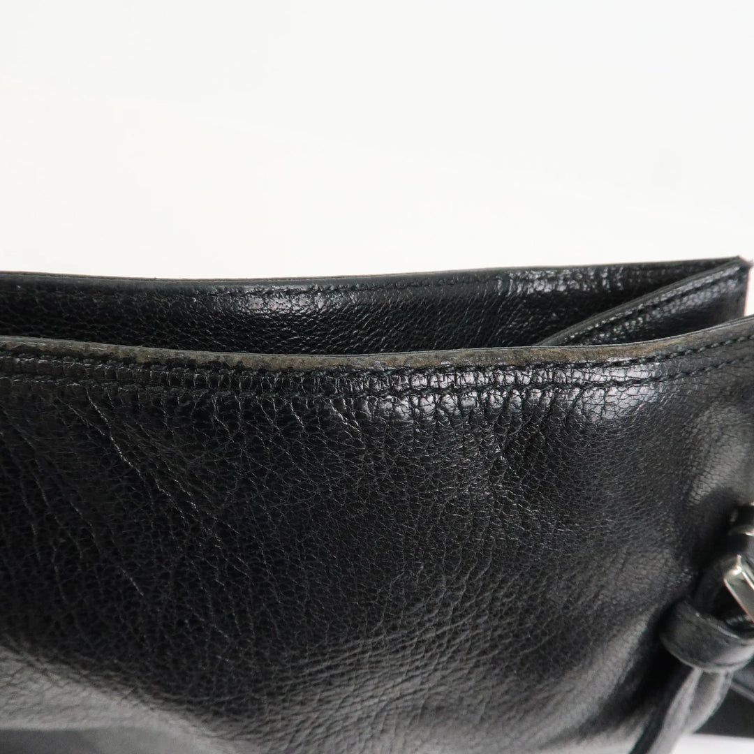 LOEWE Anagram Studs Logo Leather Shoulder Bag Crossbody Bag Black