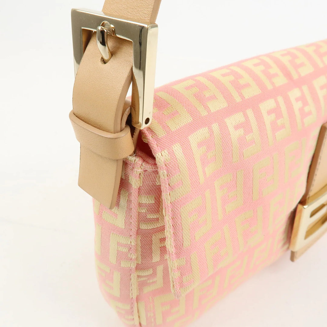 FENDI Mamma Baguette Zucchino Canva Leather Shoulder Bag 8BR000