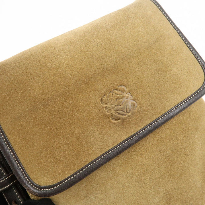 LOEWE Anagram Suede Leather Shoulder Bag Crossbody Bag Brown