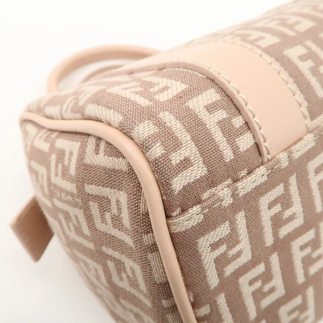 FENDI Zucchino Canvas Leather Mini Boston Bag Pink 8BL071 Used