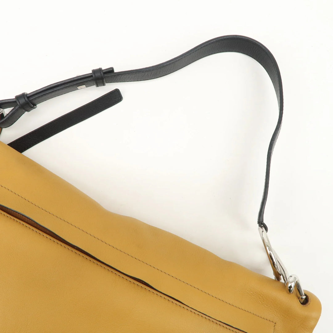 LOEWE Leather Suede Tent Bag Shoulder Bag Brown Silver HDW Used