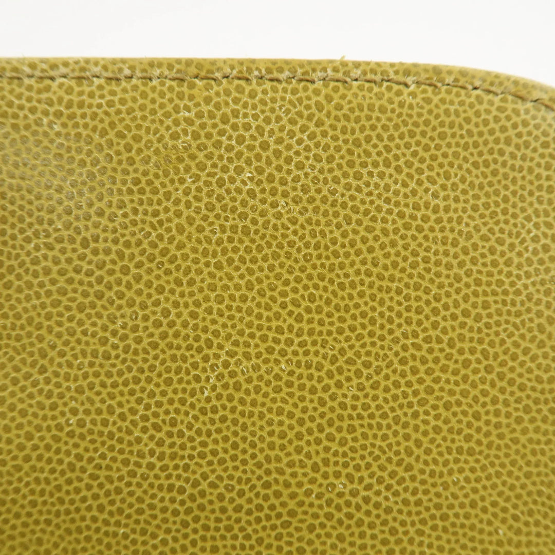 CHANEL Matelasse Caviar Skin Shoulder Bag Yellow Used