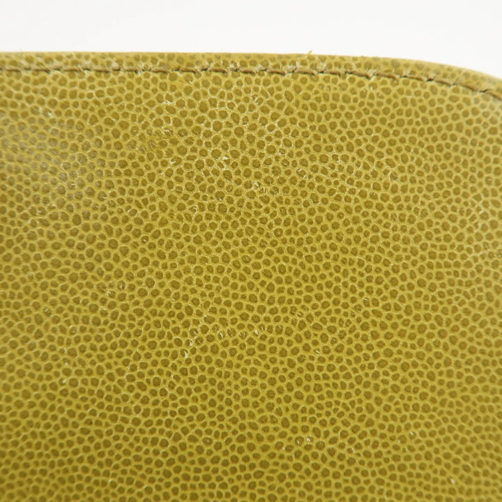 CHANEL Matelasse Caviar Skin Shoulder Bag Yellow Used