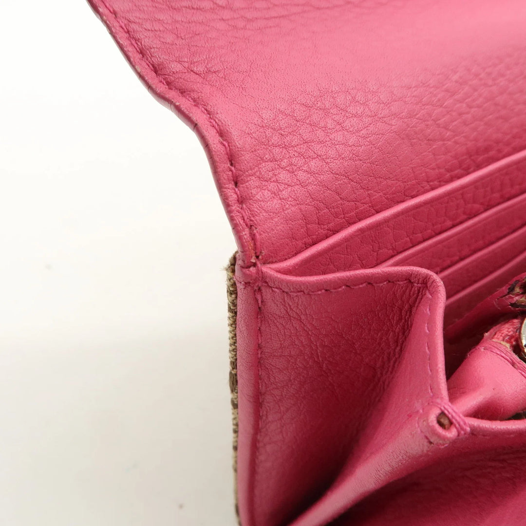 Christian Dior Trotter Street Chic Canvas Leather Long Wallet Pink