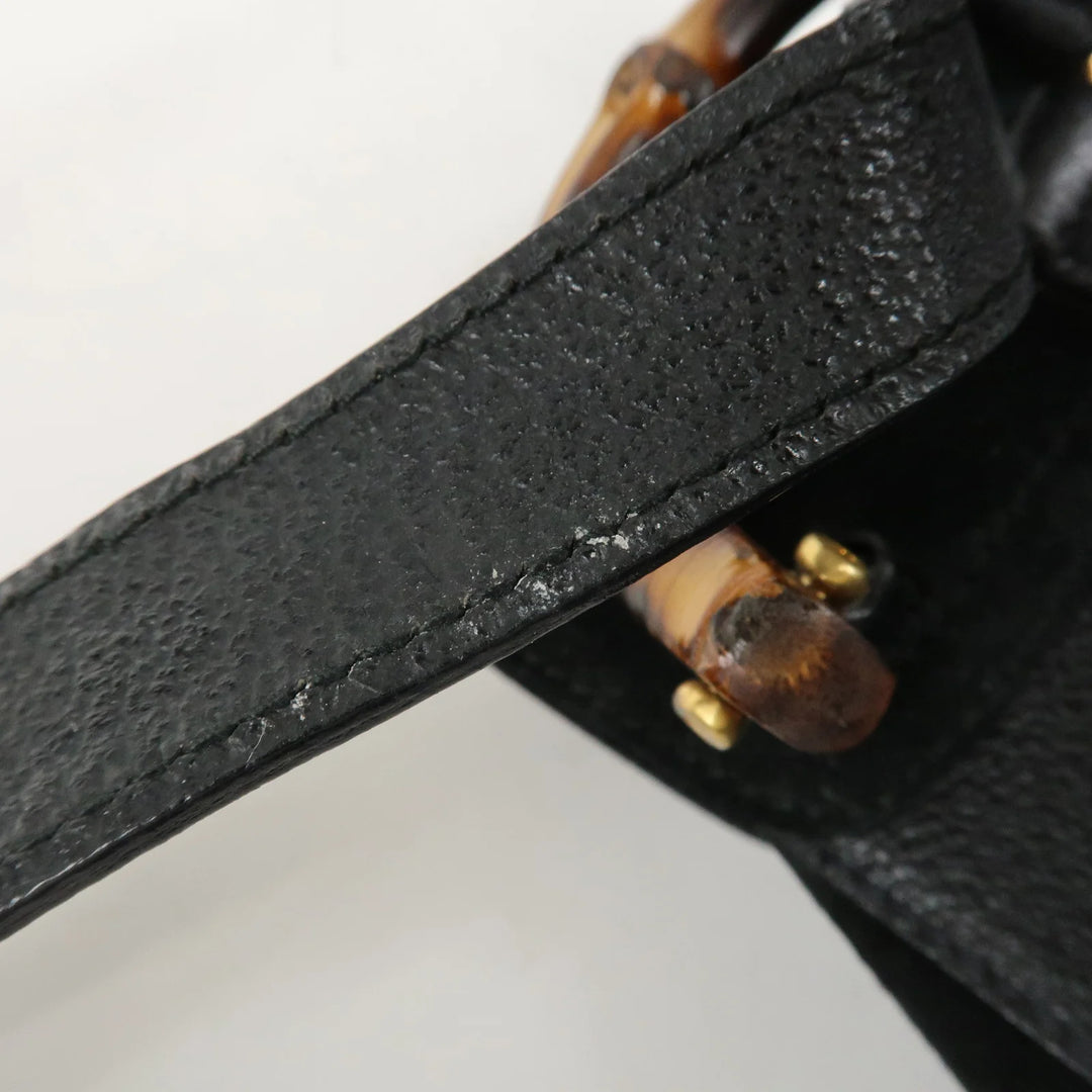 GUCCI Bamboo Suede Leather Mini Backpack Black 003.1705.0030 Used