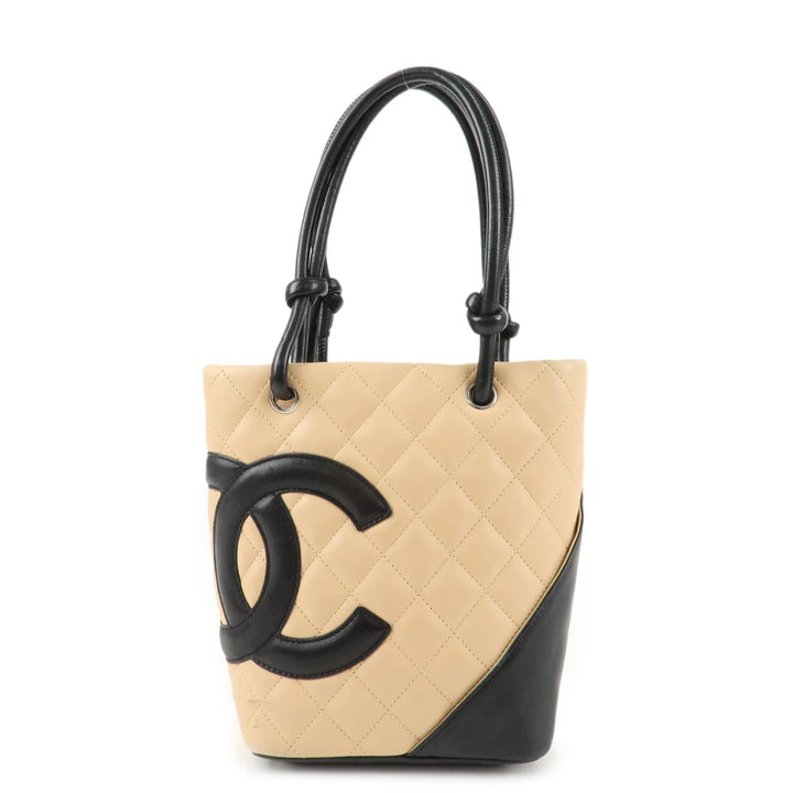 CHANEL COCO Mark Cambon Line Lamb Skin Small Tote Bag A25166 Used