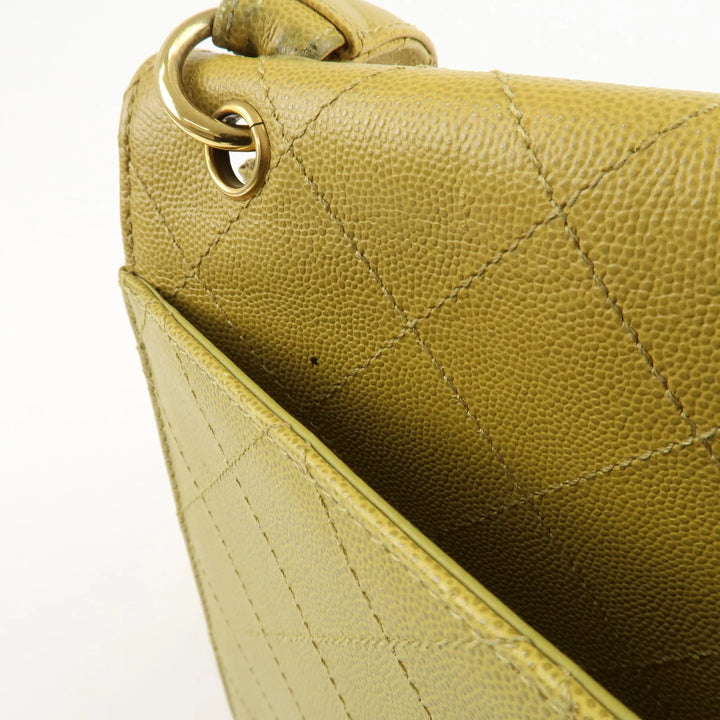 CHANEL Matelasse Caviar Skin Shoulder Bag Yellow Used