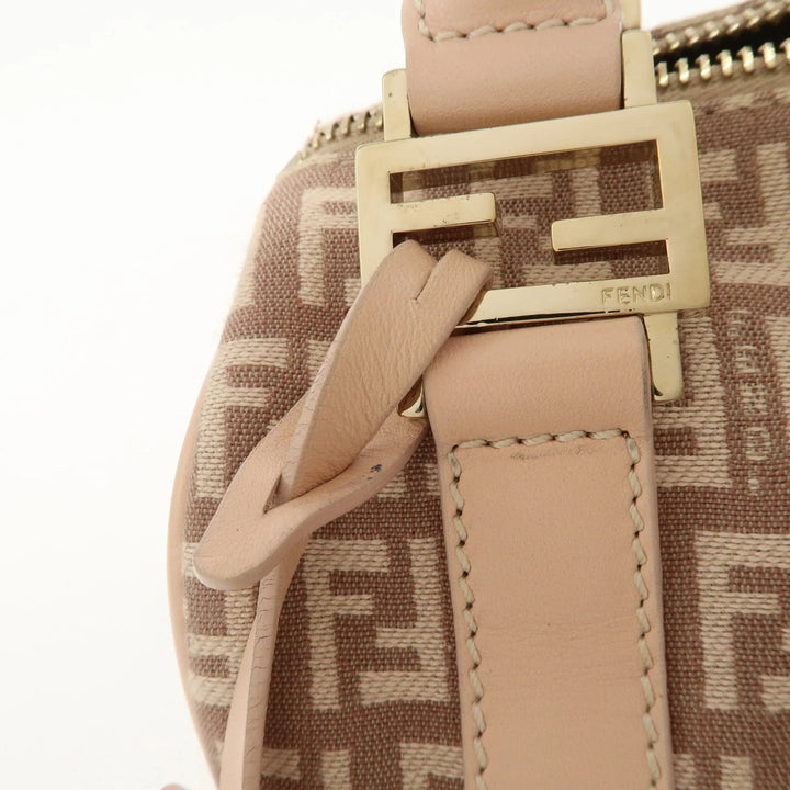 FENDI Zucchino Canvas Leather Mini Boston Bag Pink 8BL071 Used