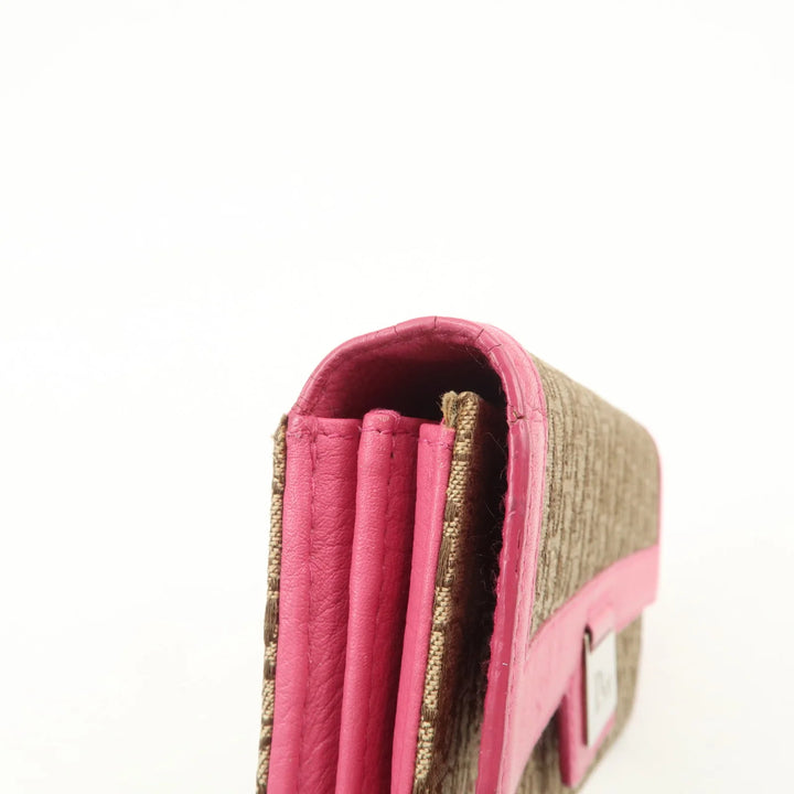 Christian Dior Trotter Street Chic Canvas Leather Long Wallet Pink