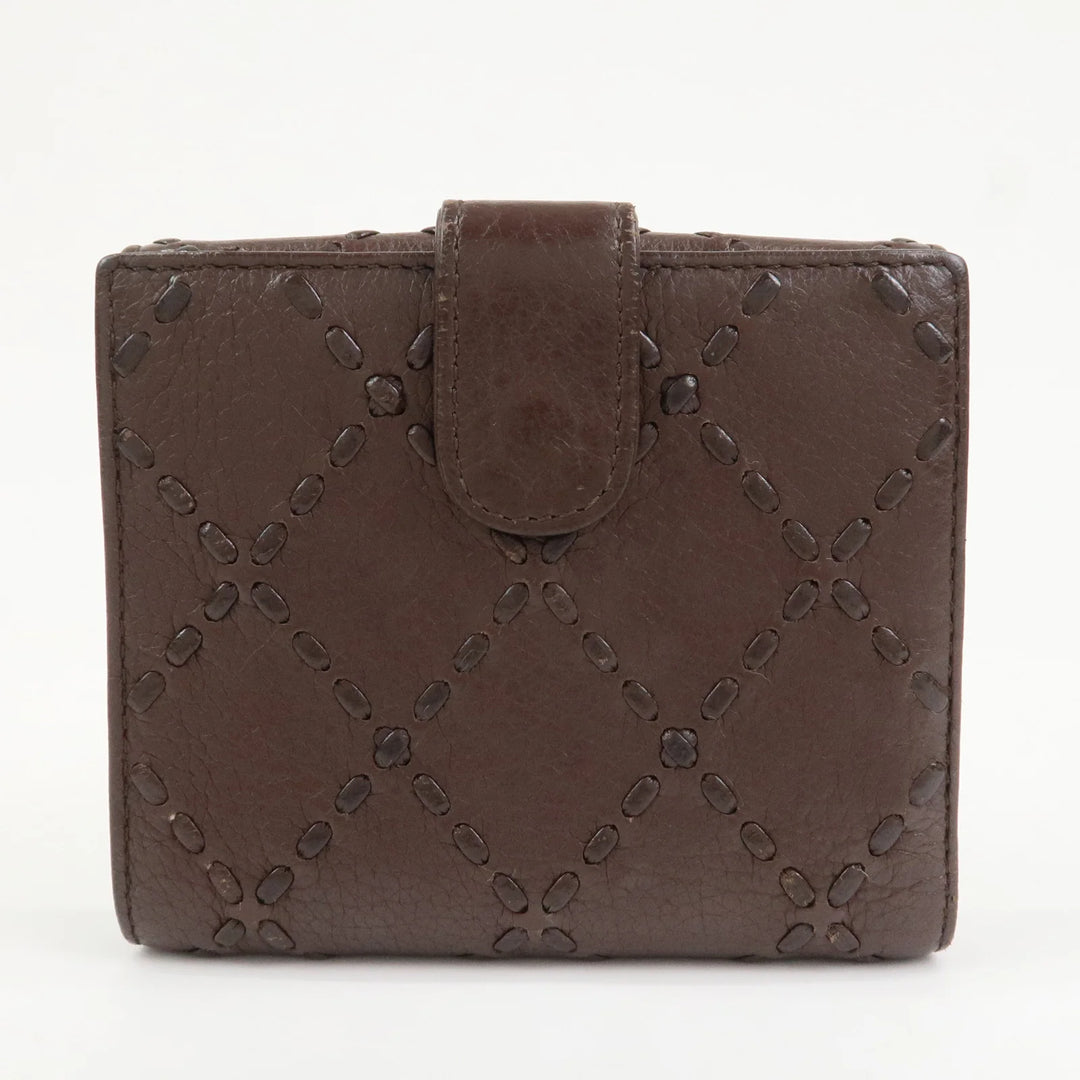 CHANEL COCO Mark Wild Stitch Caviarskin Compact Tri-fold Wallet