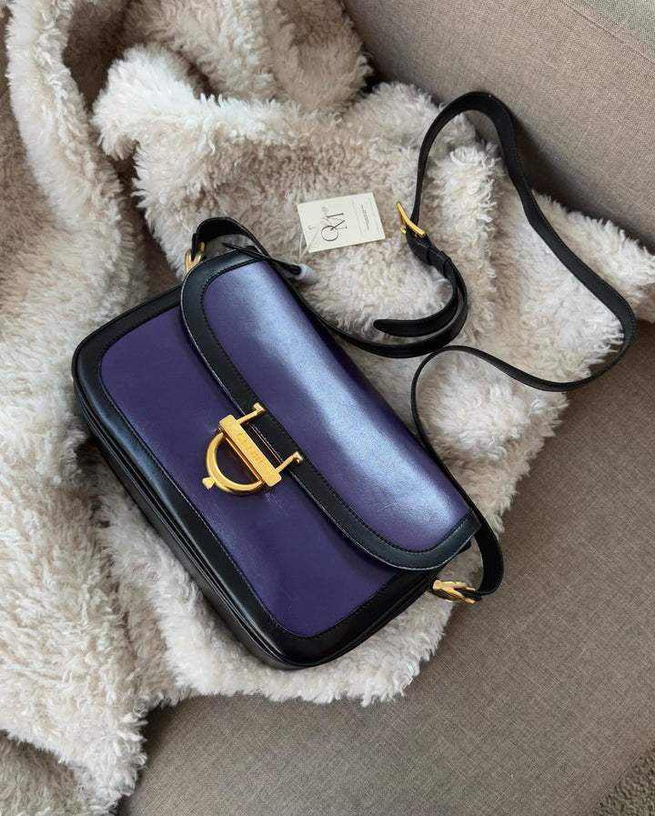 CELINE Purple & Black Bi-Color Horsebit Box Bag｜Rare Crossbody Elegance 💜🦄