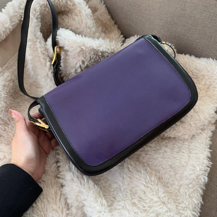 CELINE Purple & Black Bi-Color Horsebit Box Bag｜Rare Crossbody Elegance 💜🦄