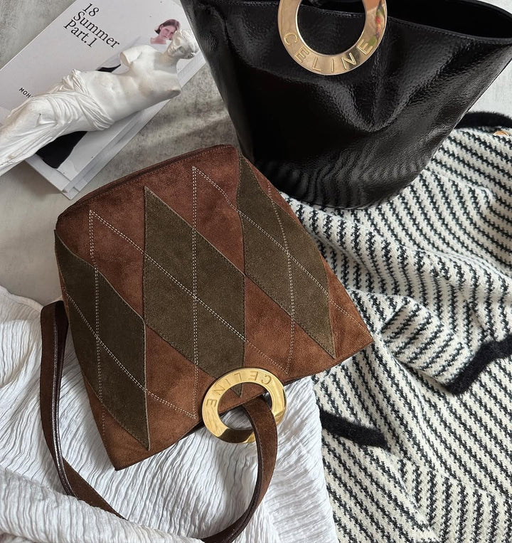 Celine Rare Olive Green Chocolate Bucket Bag