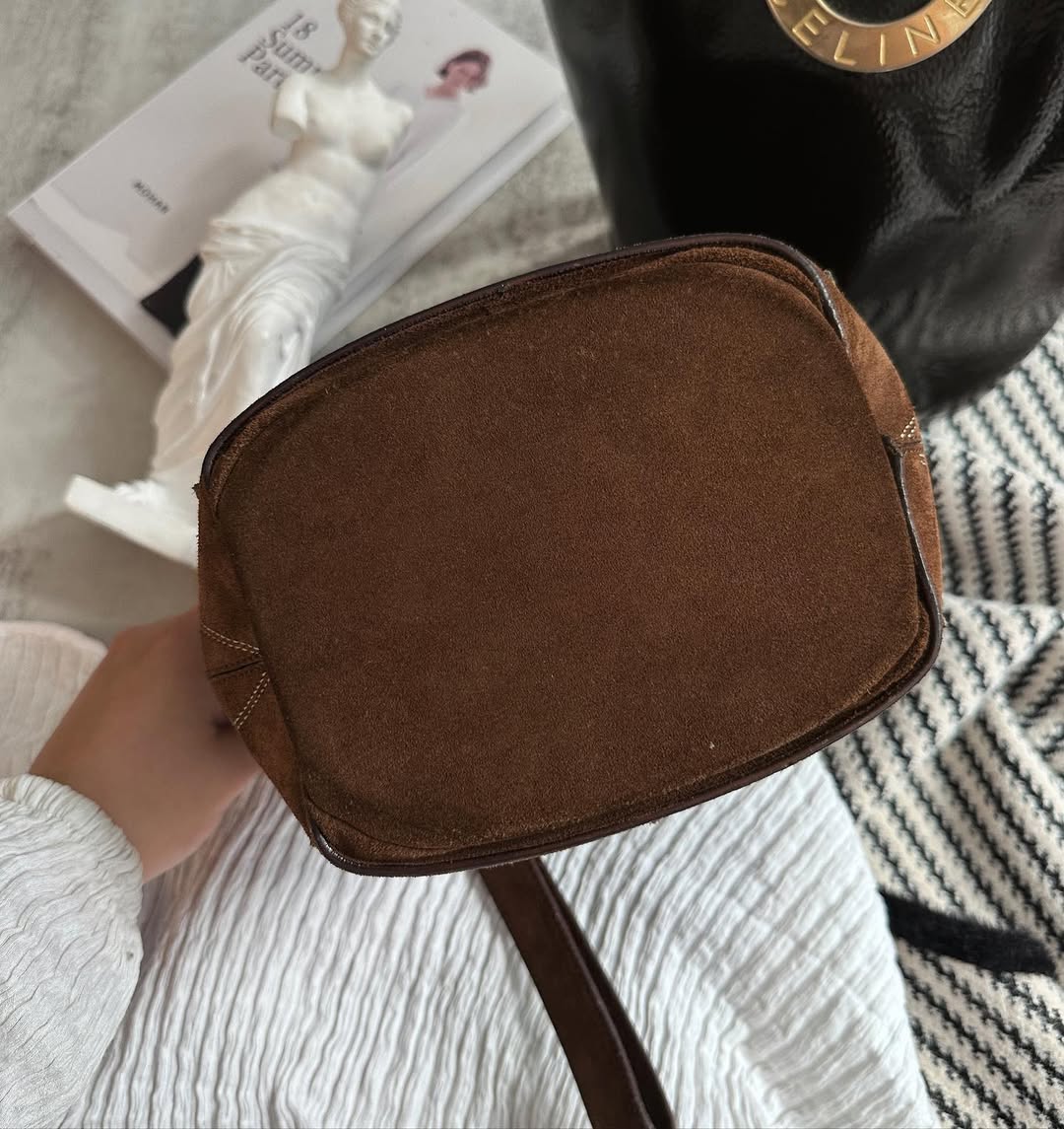 Celine Rare Olive Green Chocolate Bucket Bag