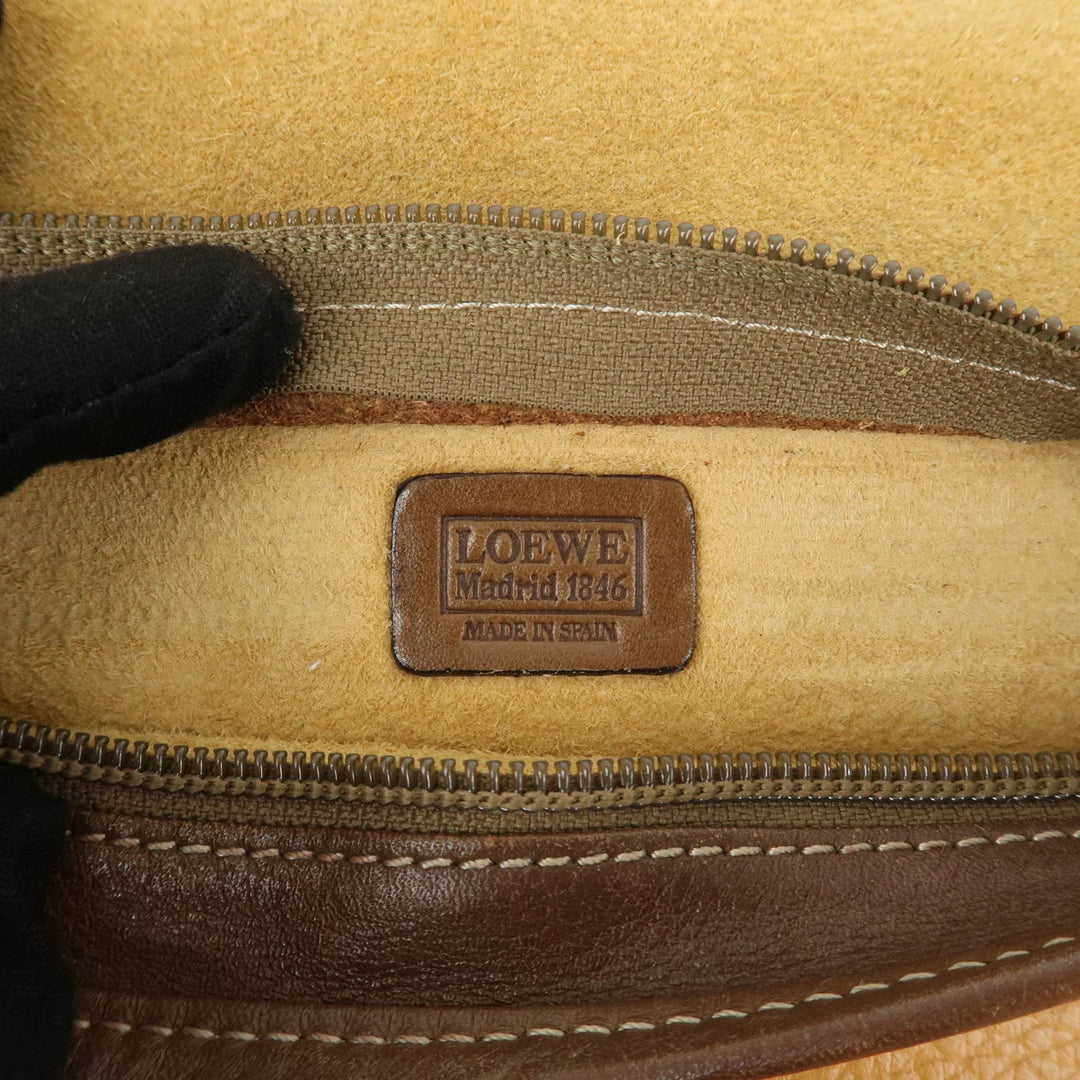 LOEWE Anagram Leather Shoulder Bag Brown Used