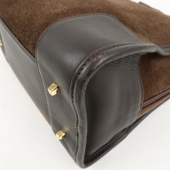 LOEWE Anagram Suede Leather Amazona 28 Hand Bag Brown