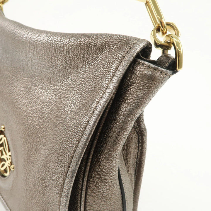 LOEWE Anagram Maia Logo Leather 2Way Bag Shoulder Bag Hand Bag Gold