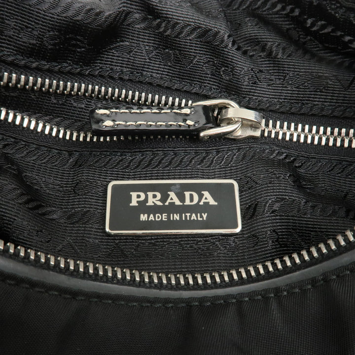 PRADA Triangle Logo Nylon Leather Shoulder Bag Black BR2840