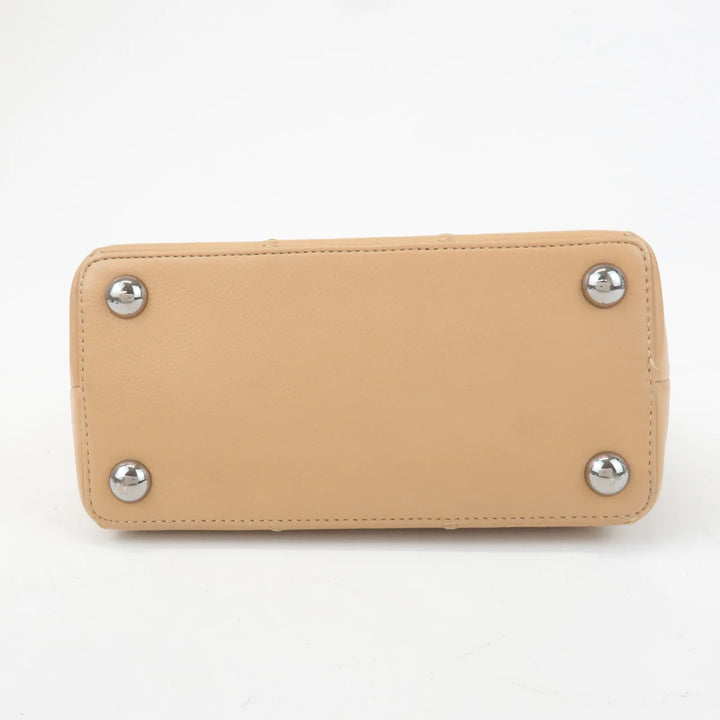 CHANEL Chocolate Bar Wild Stitch Leather Hand Bag Beige Used