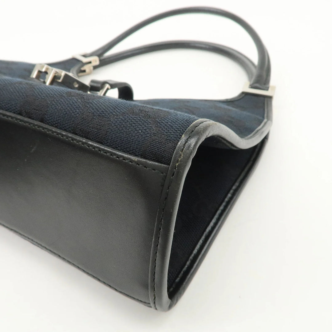 GUCCI Jackie GG Canvas Leather Shoulder Bag Hand Bag Black 002.1068