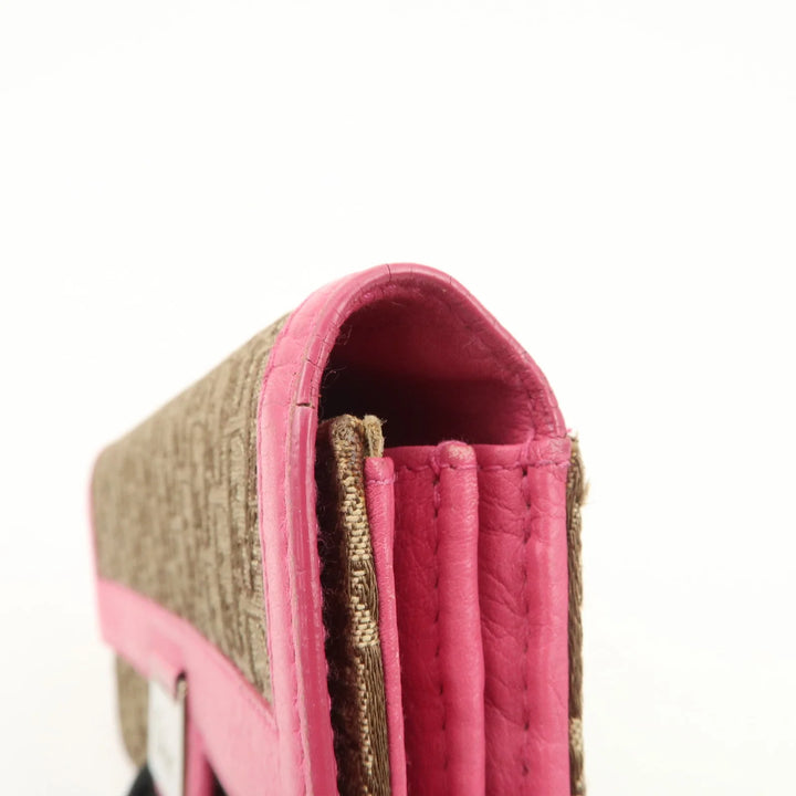 Christian Dior Trotter Street Chic Canvas Leather Long Wallet Pink