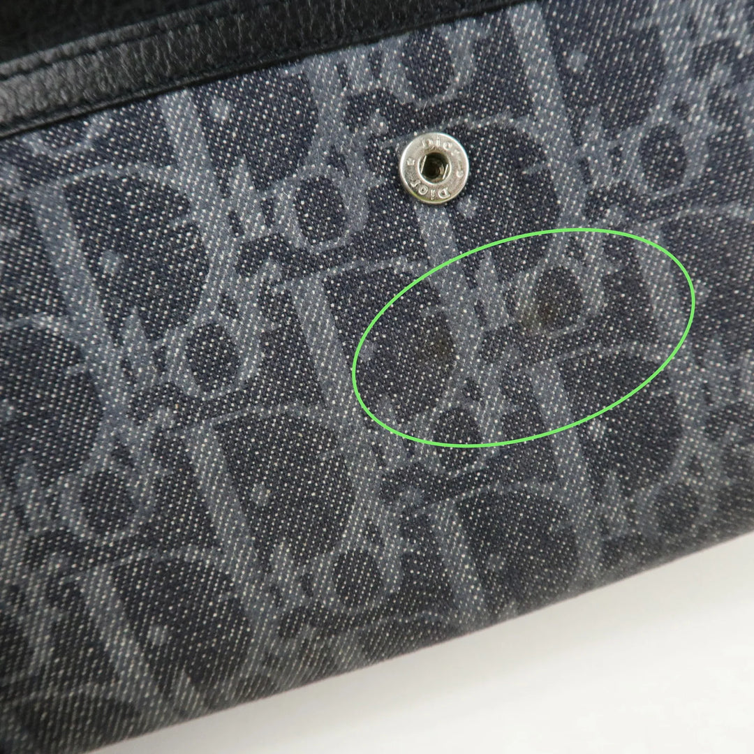 Christian Dior Flight Line Trotter Canvas Leather Logo Charm Wallet Used