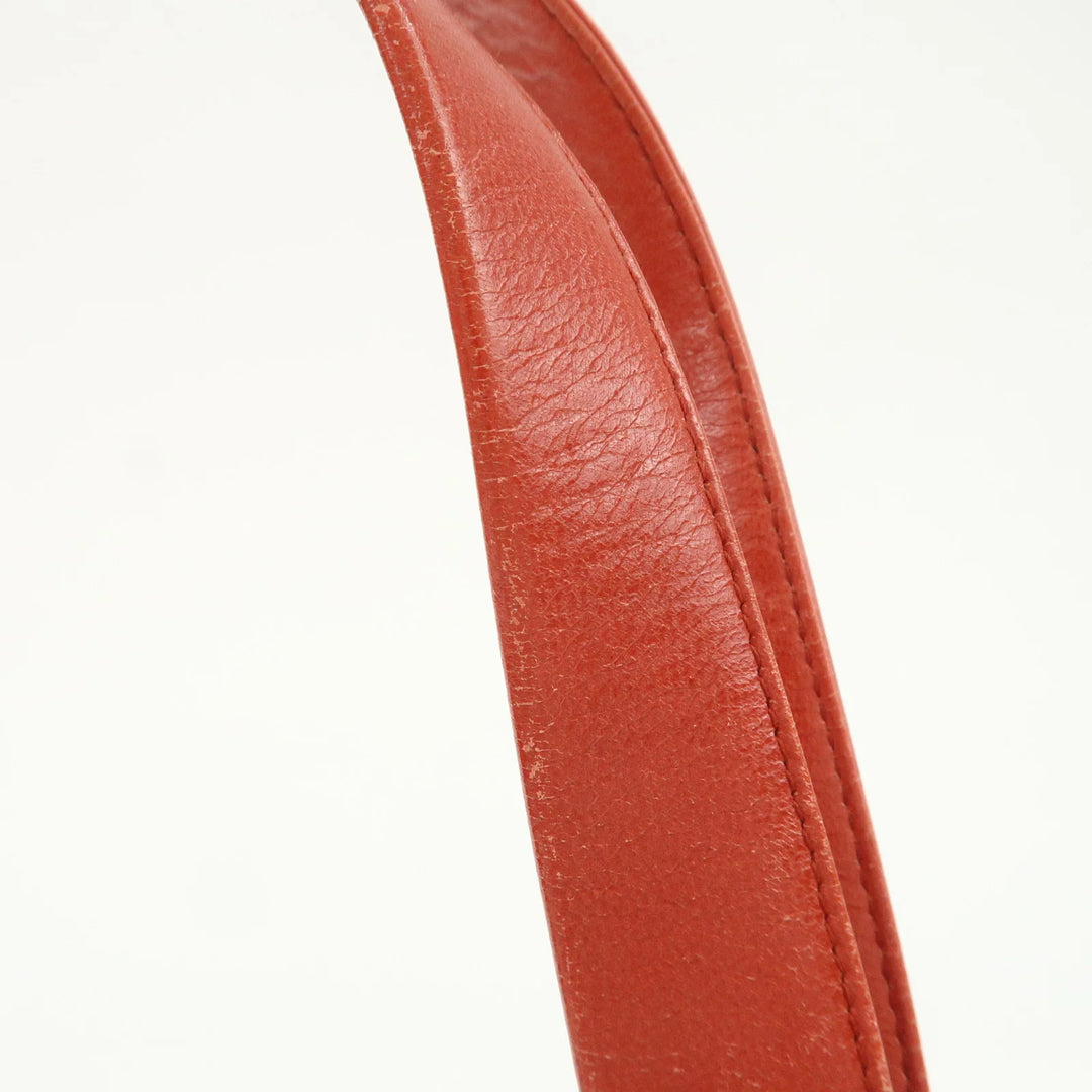 BVLGARI Logo Mania Leather Canvas Shoulder Bag Beige Red