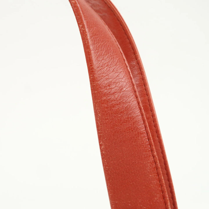BVLGARI Logo Mania Leather Canvas Shoulder Bag Beige Red
