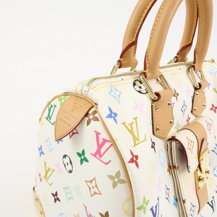 Louis Vuitton Monogram Multicolor Speedy 30 Hand Bag Blanc M92643 Used