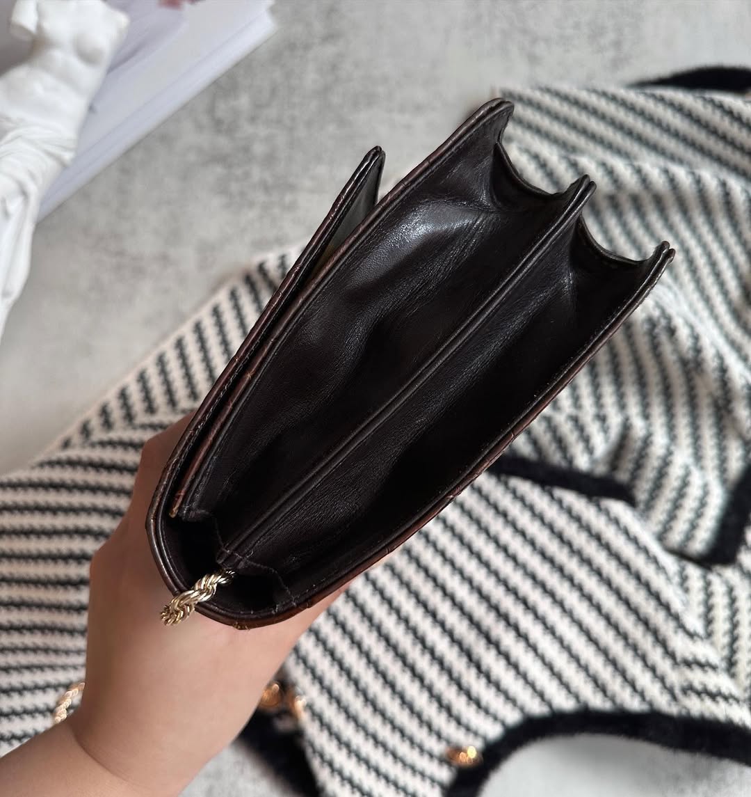 CELINE Dark Brown Embossed Leather Carriage Clasp Underarm Bag｜Vintage Elegance with Modern Versatility 🥨✨