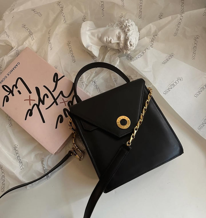 CELINE Black Fishbone Chain Mini Kelly Bag｜Rare Vintage Sophistication ✨🖤
