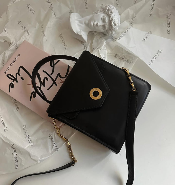 CELINE Black Fishbone Chain Mini Kelly Bag｜Rare Vintage Sophistication ✨🖤